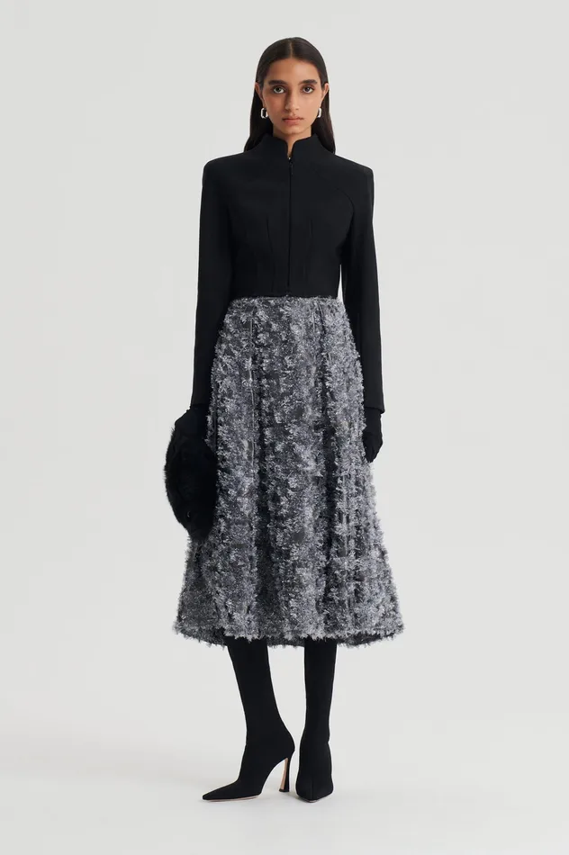 Skirts Scanlan Theodore Women TINSEL FRINGE FULL SKIRT DARKSILVER