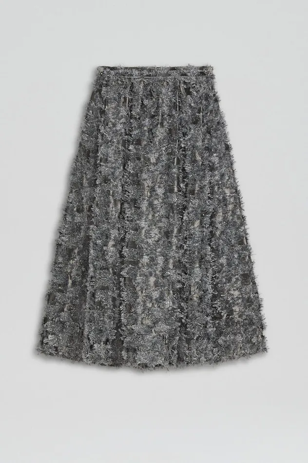 Skirts Scanlan Theodore Women TINSEL FRINGE FULL SKIRT DARKSILVER