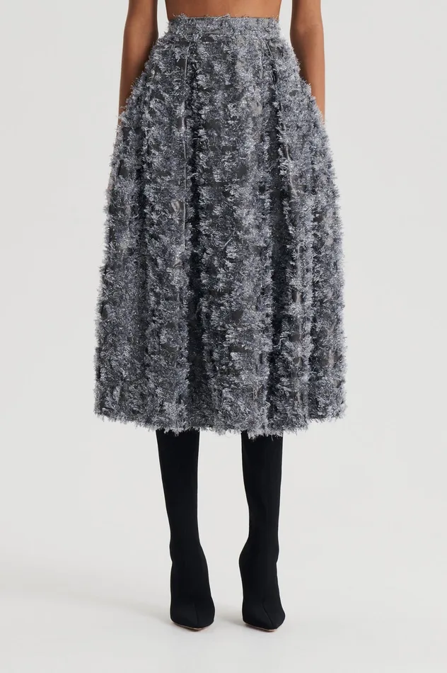 Skirts Scanlan Theodore Women TINSEL FRINGE FULL SKIRT DARKSILVER