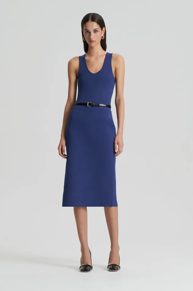 Skirts Women Scanlan Theodore CREPE KNIT SLIT BACK SKIRT ROYAL