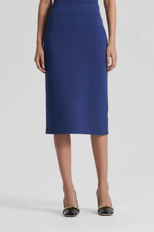Skirts Women Scanlan Theodore CREPE KNIT SLIT BACK SKIRT ROYAL