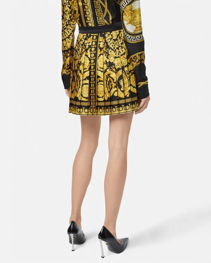 Skirts Women Versace Barocco Pleated Skirt Blackprint