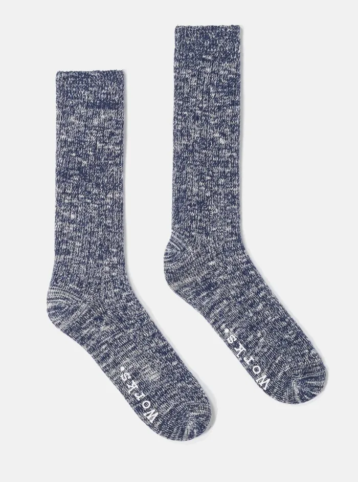 Slub Sock In Navy Slub Knit Men Universal Works Socks