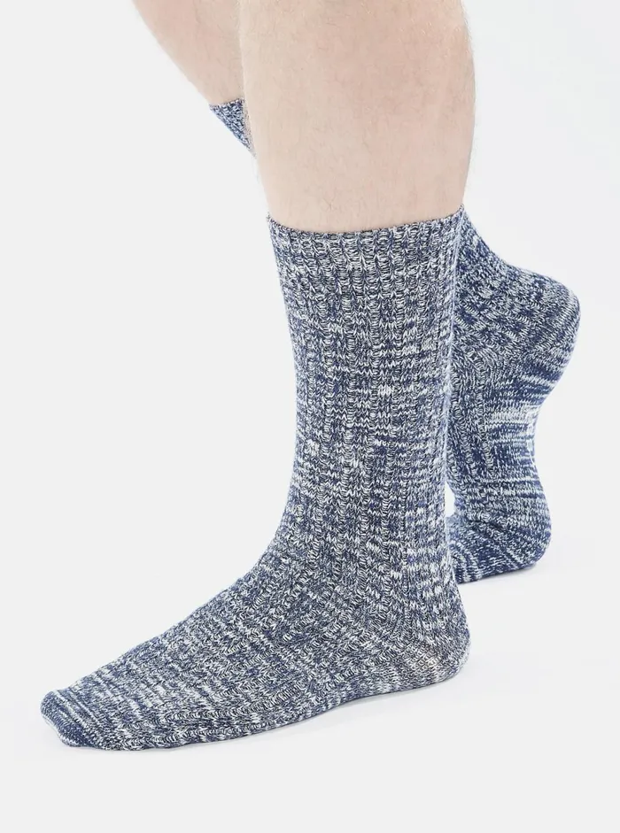Slub Sock In Navy Slub Knit Men Universal Works Socks