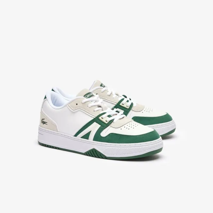 Sneakers Men Lacoste Men039s L001 Contrasted Leather Sneakers Whitedark Green 1r5