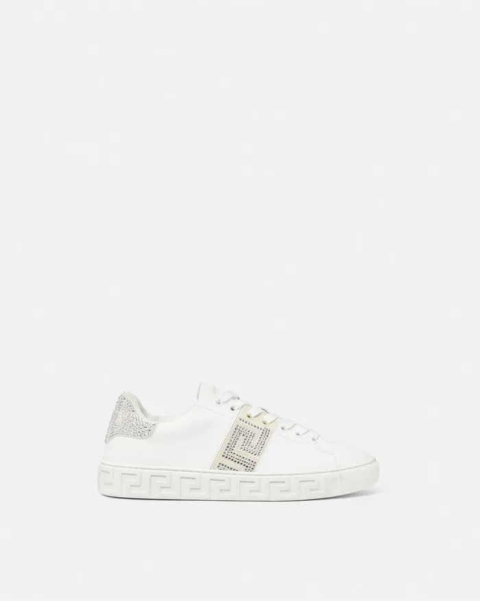 Sneakers Women Versace Crystal Greca Sneakers White