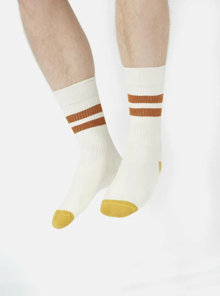 Sport Sock In EcruOrange Cotton Rib Men Universal Works Socks Sport Sock In EcruOrange Cotton Rib Men Universal Works Socks