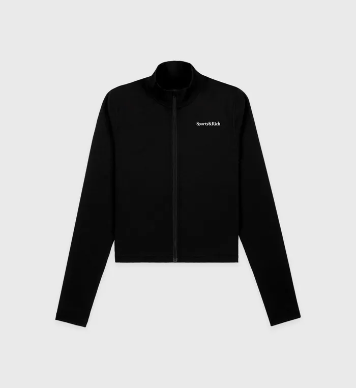 Sporty and Rich Activewear Women Serif Logo Sports Jacket 8211 BlackWhite