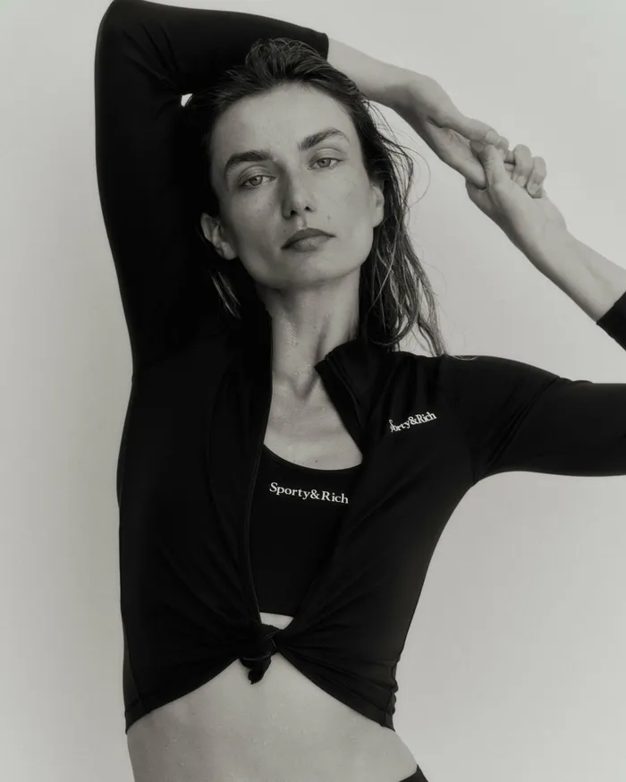 Sporty and Rich Activewear Women Serif Logo Sports Jacket 8211 BlackWhite