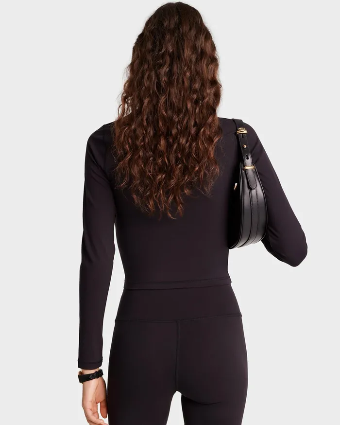 Sporty and Rich Activewear Women Serif Logo Sports Jacket 8211 BlackWhite