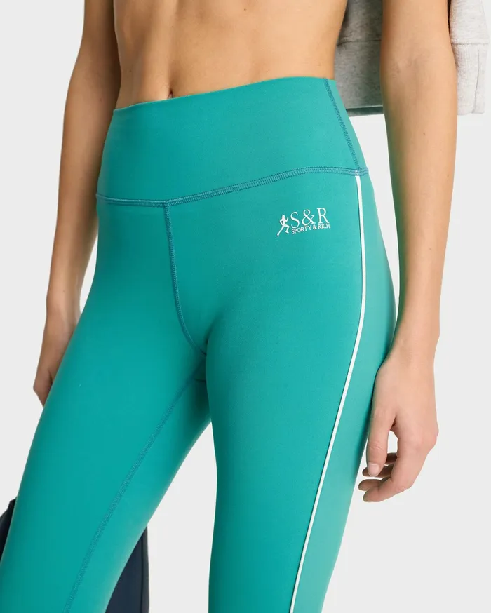 Sporty and Rich Activewear Women SR Runner Legging 8211 Spring GreenWhite