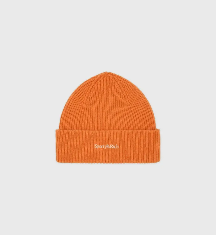 Sporty and Rich Beanies and Scarves Women Serif Logo Beanie 8211 Turmeric