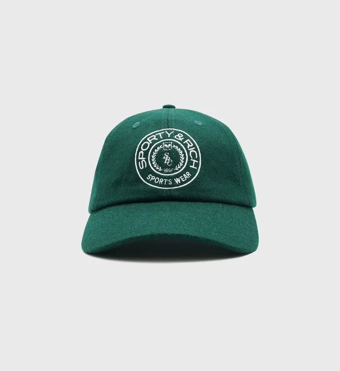 Sporty and Rich Hats Women Connecticut Crest Wool Hat 8211 Forest