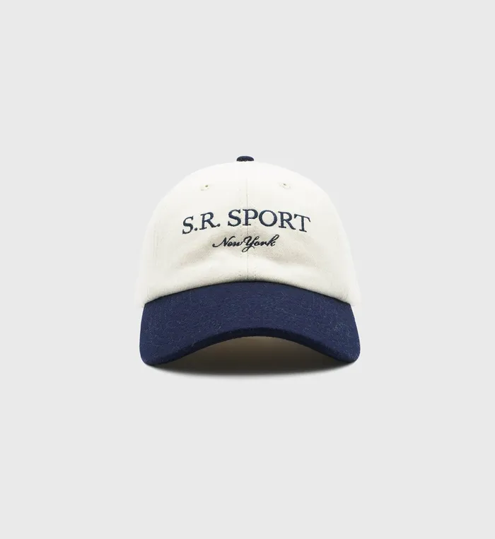 Sporty and Rich Hats Women SR Sport Flannel Hat 8211 WhiteNavy