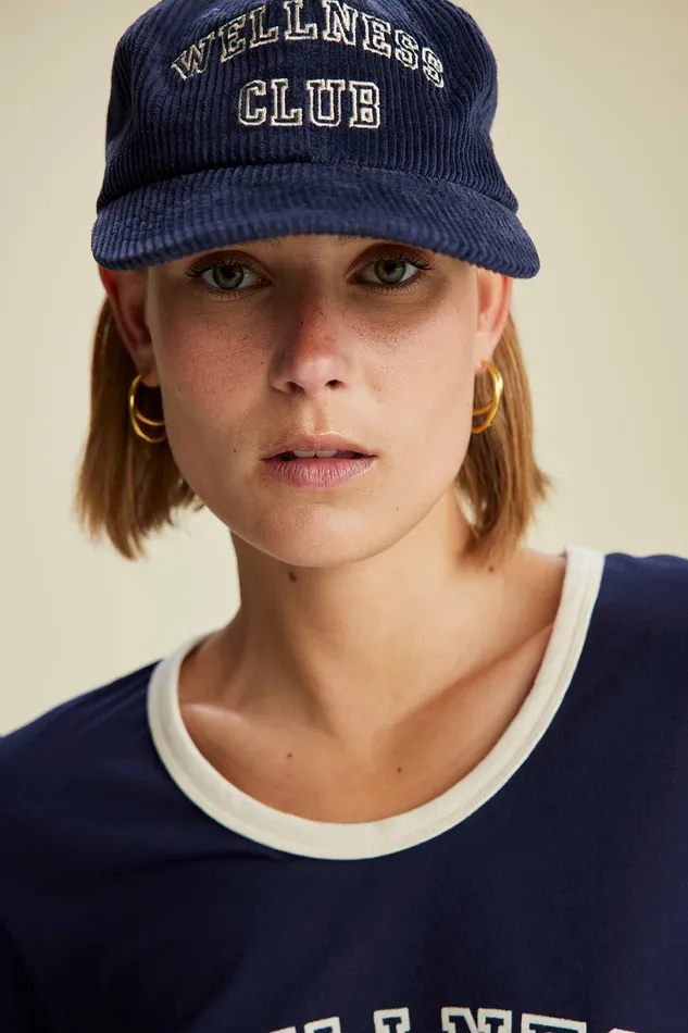 Sporty and Rich Hats Women Wellness Club Corduroy Hat 8211 NavyCream
