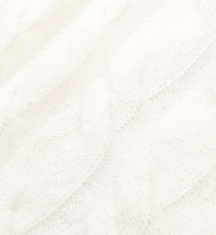 Sporty and Rich Knitwear Women Faubourg Cableknit Wool Cashmere Zip Hoodie 8211 CreamChocolate