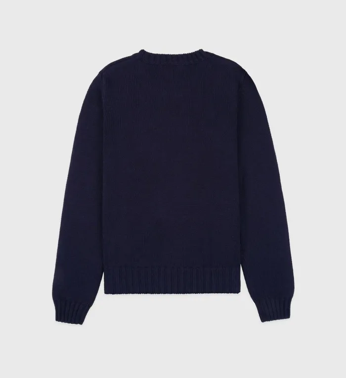 Sporty and Rich Knitwear Women NY Health Crest Knitted Sweater 8211 NavyWhiteGold