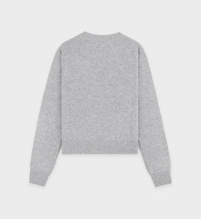 Sporty and Rich Knitwear Women Vendome Script Cashmere Crewneck 8211 Heather GrayWhite