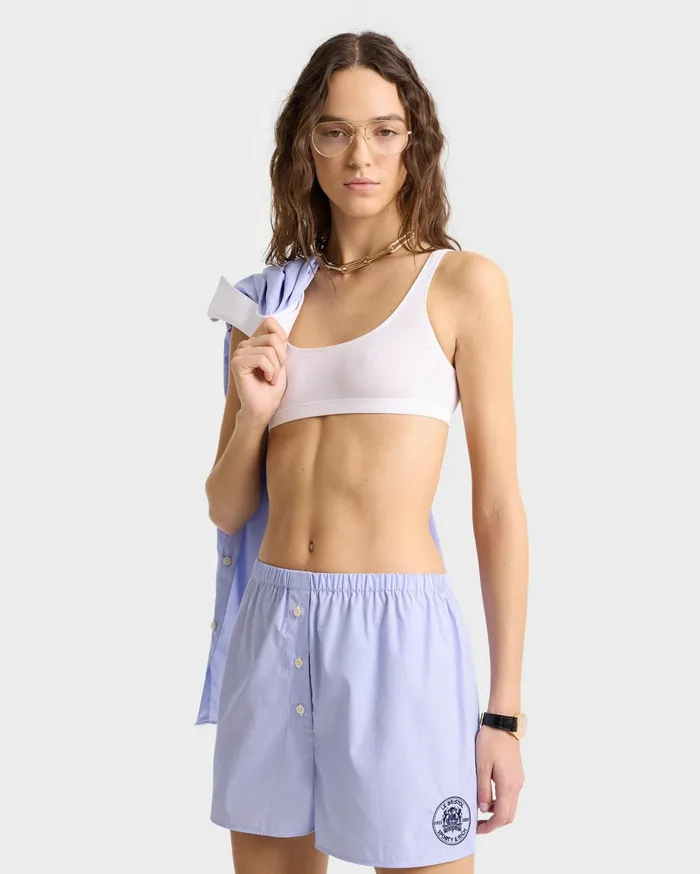 Sporty and Rich Shirting Women Bristol Crest Boxer Short 8211 WhiteNavy