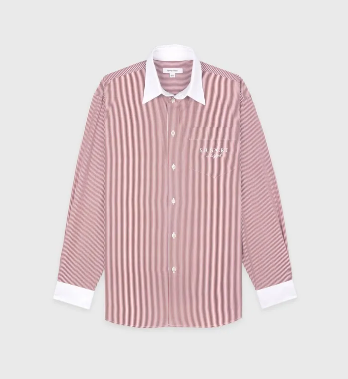 Sporty and Rich Shirts Men SR Sport Oversized Shirt 8211 Red Striped