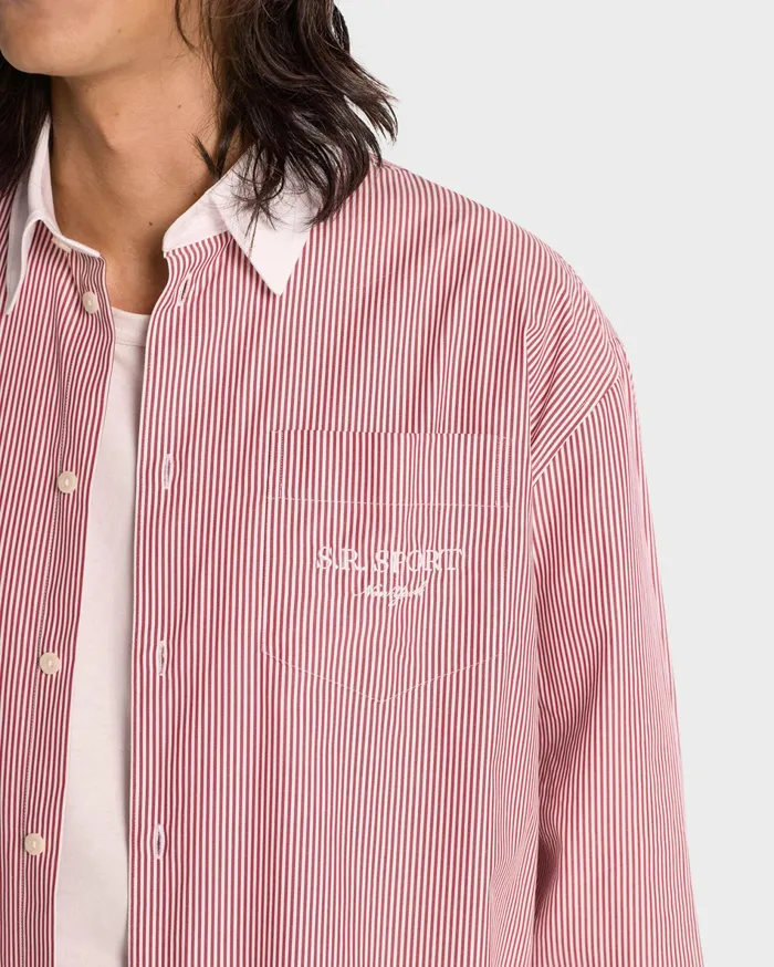 Sporty and Rich Shirts Men SR Sport Oversized Shirt 8211 Red Striped