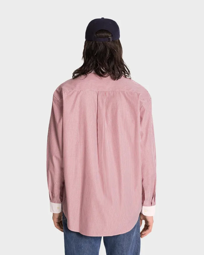 Sporty and Rich Shirts Men SR Sport Oversized Shirt 8211 Red Striped
