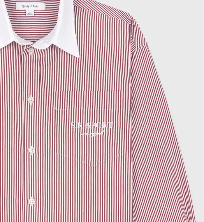 Sporty and Rich Shirts Men SR Sport Oversized Shirt 8211 Red Striped