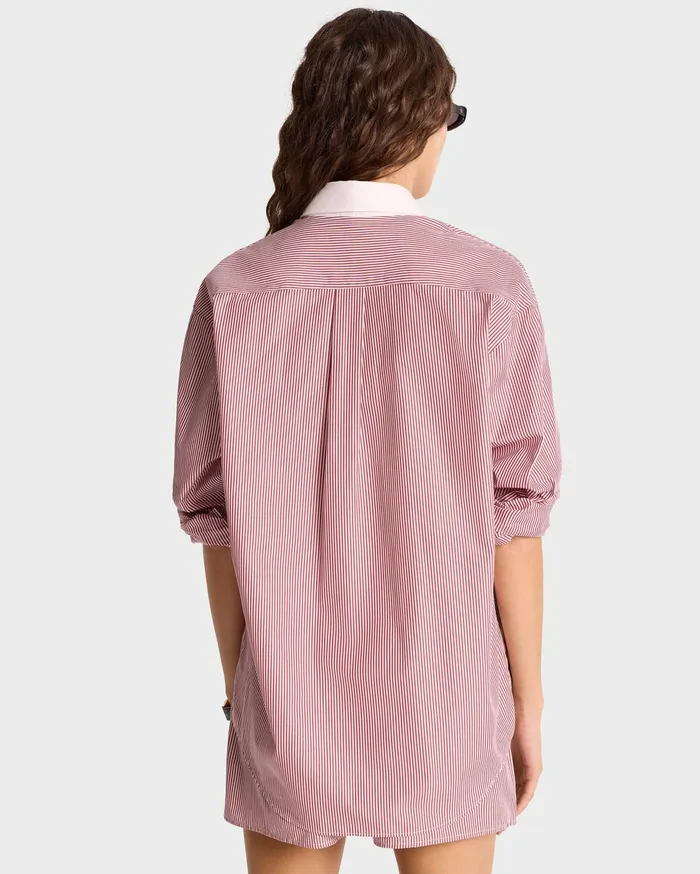 Sporty and Rich Shirts Men SR Sport Oversized Shirt 8211 Red Striped