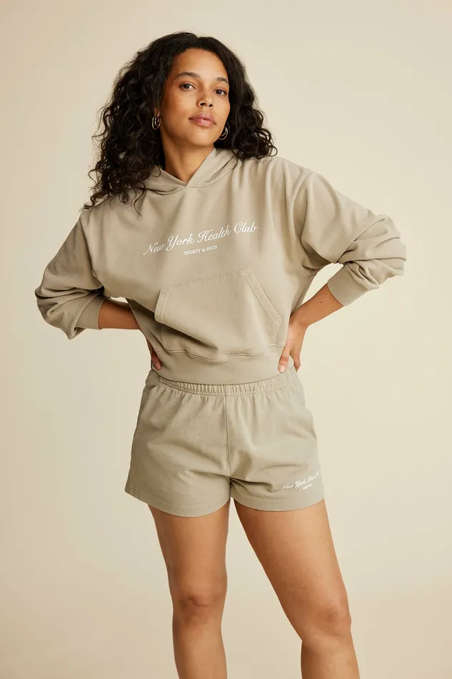 Sporty and Rich Shorts Women NY Health Club Disco Short 8211 ElephantWhite