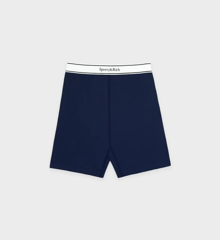 Sporty and Rich Shorts Women Serif Logo Biker Short 8211 Navy