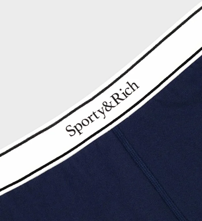 Sporty and Rich Shorts Women Serif Logo Biker Short 8211 Navy