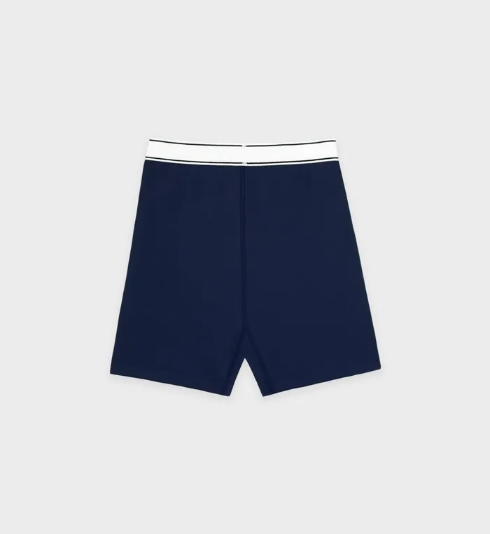 Sporty and Rich Shorts Women Serif Logo Biker Short 8211 Navy