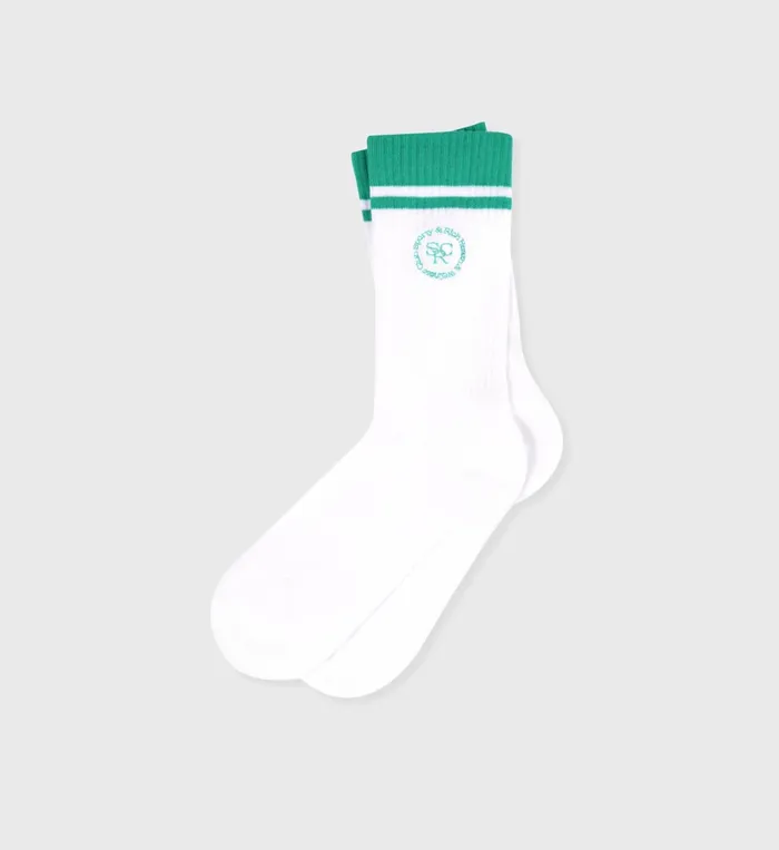 Sporty and Rich Socks Women SRHWC Socks 8211 WhiteSpring Green