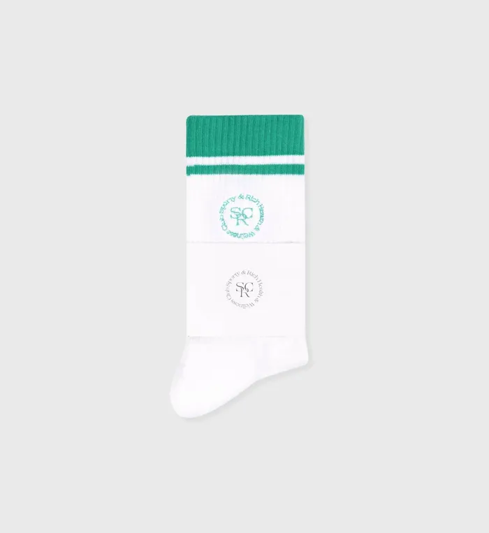 Sporty and Rich Socks Women SRHWC Socks 8211 WhiteSpring Green