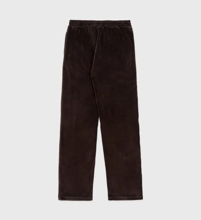 Sporty and Rich Sweatpants Men NY Crest Velour Track Pant 8211 ChocolateCream