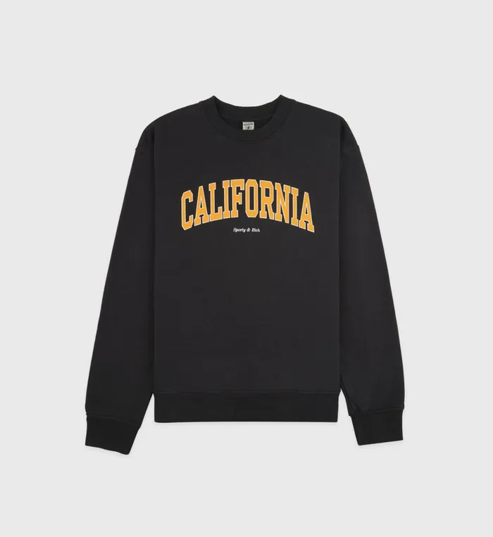 Sporty and Rich Sweatshirts Women California Crewneck 8211 Faded BlackGold