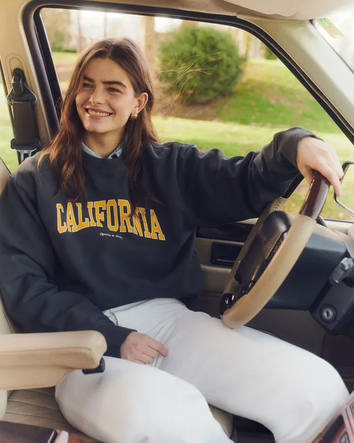 Sporty and Rich Sweatshirts Women California Crewneck 8211 Faded BlackGold