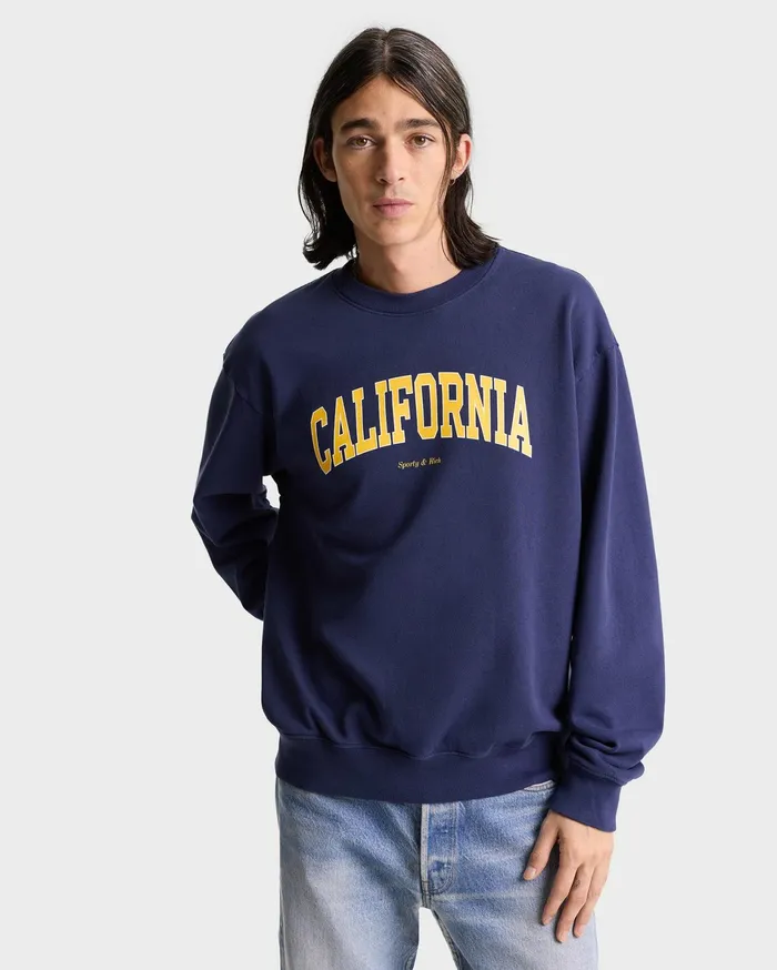 Sporty and Rich Sweatshirts Women California Crewneck 8211 NavyGold