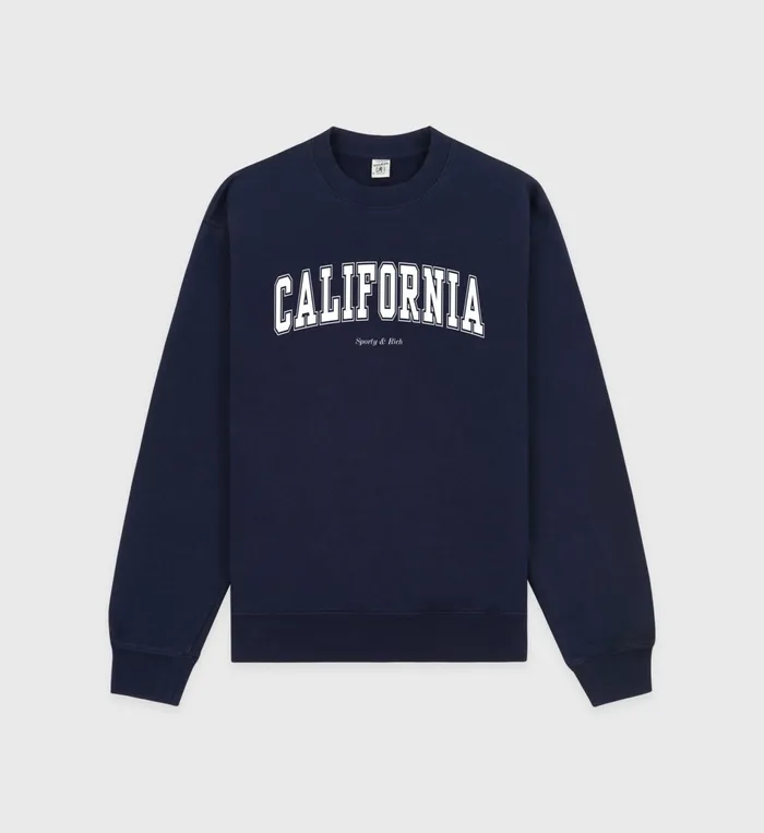 Sporty and Rich Sweatshirts Women California Crewneck 8211 NavyWhite