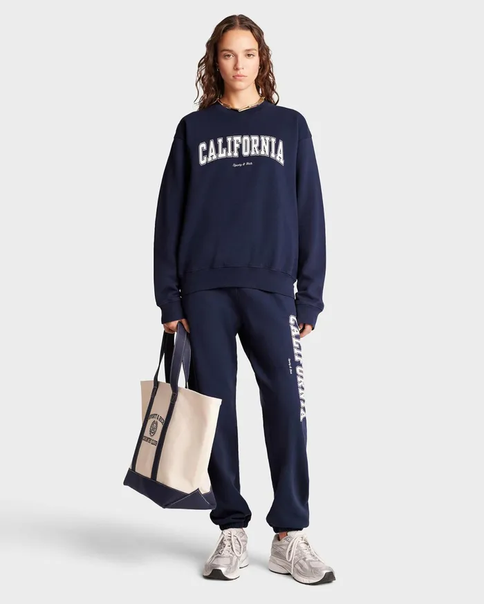 Sporty and Rich Sweatshirts Women California Crewneck 8211 NavyWhite