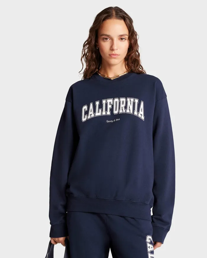Sporty and Rich Sweatshirts Women California Crewneck 8211 NavyWhite