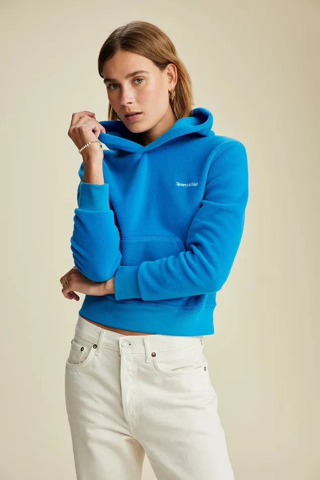 Sporty and Rich Sweatshirts Women Hooded Polar Sweatshirt 8211 Ocean