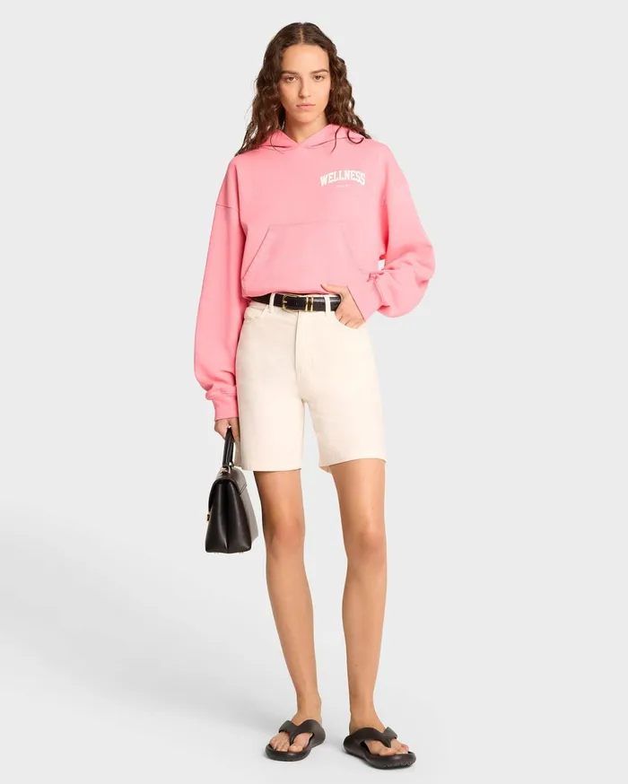 Sporty and Rich Sweatshirts Women Wellness Ivy Cropped Hoodie 8211 CandyWhite