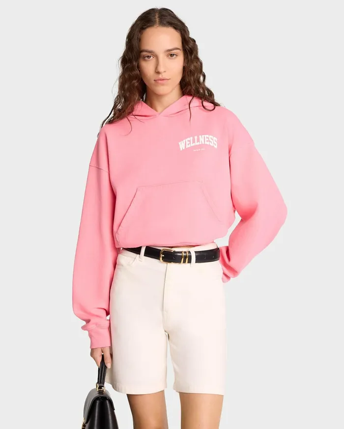 Sporty and Rich Sweatshirts Women Wellness Ivy Cropped Hoodie 8211 CandyWhite