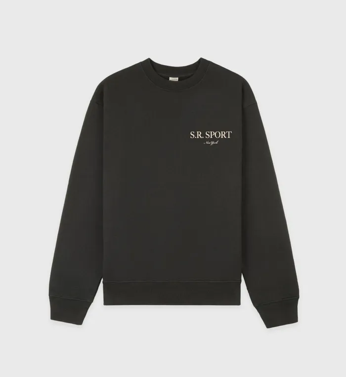 Sporty and Rich Sweatshirts Women Wimbledon Crewneck 8211 Faded BlackCream