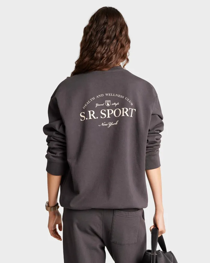 Sporty and Rich Sweatshirts Women Wimbledon Crewneck 8211 Faded BlackCream
