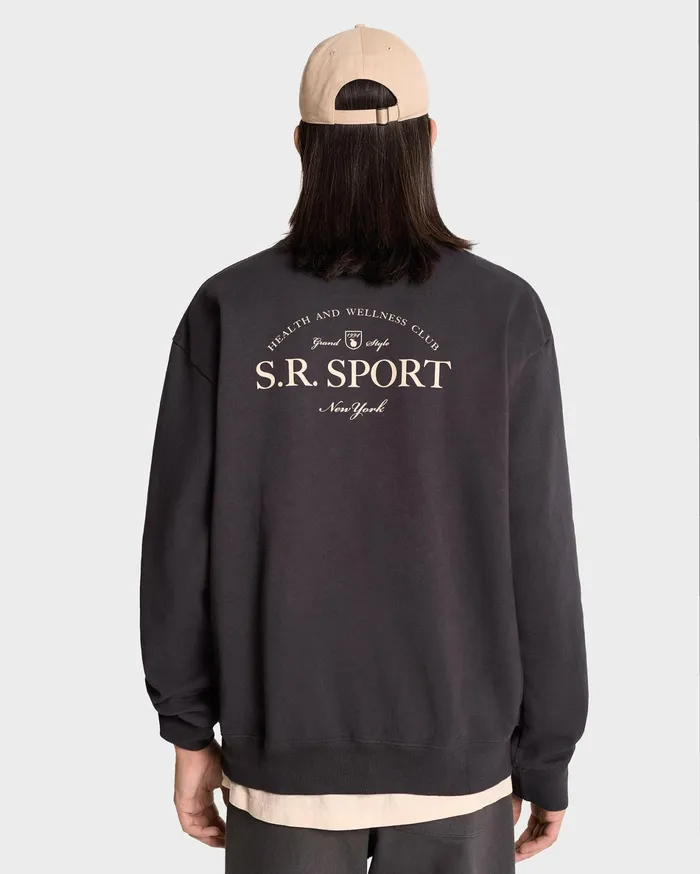 Sporty and Rich Sweatshirts Women Wimbledon Crewneck 8211 Faded BlackCream