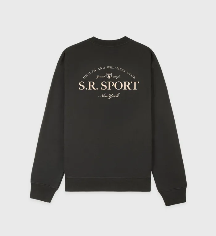 Sporty and Rich Sweatshirts Women Wimbledon Crewneck 8211 Faded BlackCream