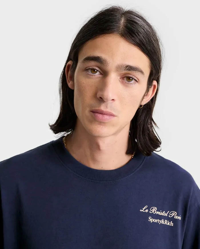 Sporty and Rich TShirts and Tops Women Faubourg TShirt 8211 NavyWhite