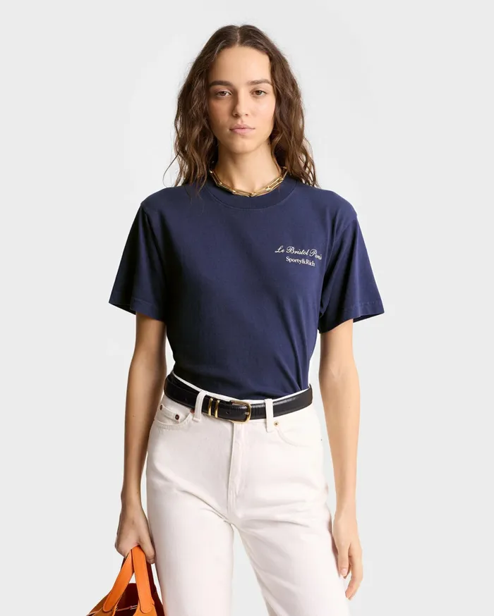 Sporty and Rich TShirts and Tops Women Faubourg TShirt 8211 NavyWhite